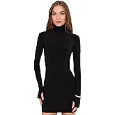 Norma Kamali Womens Long Sleeve Turtleneck Mini Dress