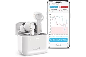 Cearvol Diamond X1 OTC Hearing Aids with Bluetooth Customizable App Hearing Test, Streaming Ability, Directional Sound Collection, for Mild to Moderate Hearing Loss, White