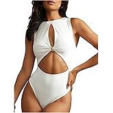SweatyRocks Women's Cutout Bodysuit Sleeveless Round Neck Body Suits Sexy Going Out Tops