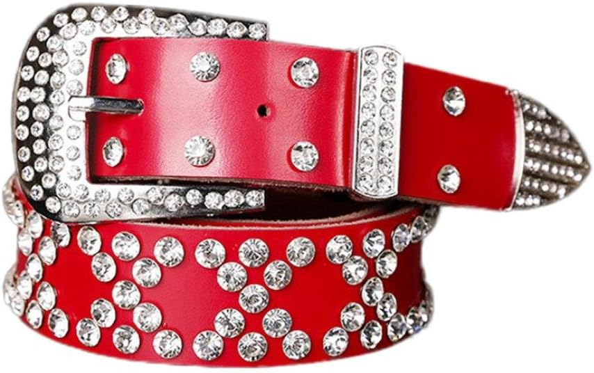 Allywit Atlas Western Cowgirl Bling Cowgirl Leather Belt Clear Rhinestone Crystak New