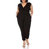 eVogues Plus Size Deep V-Neck Jumpsuit