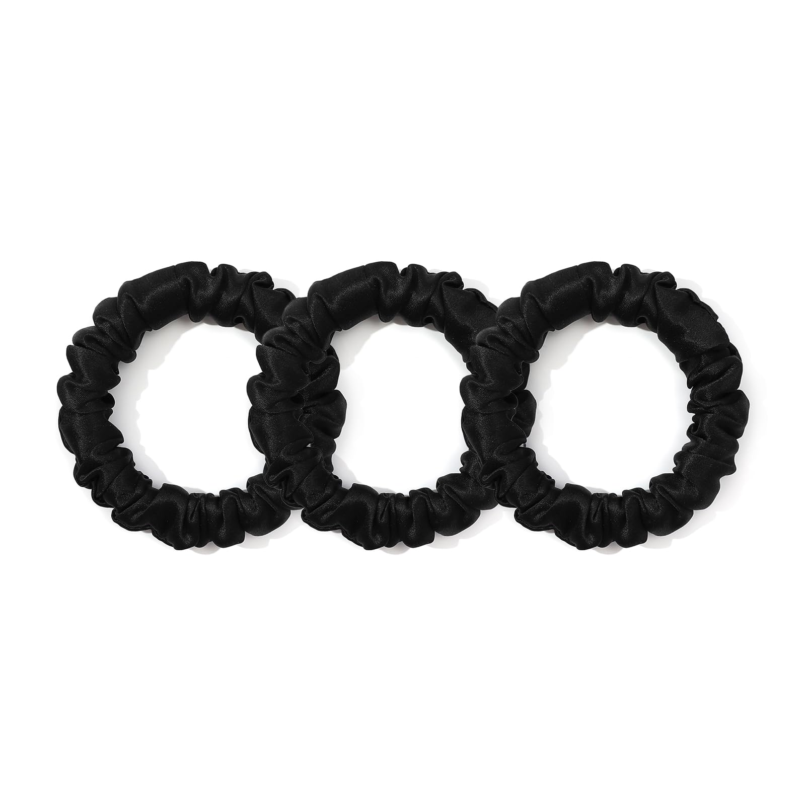 LILYSILK Women's 100% Silk Hair Scrunchies Ladies Elastic Hair Tie Bobbles Ponytail Holders for All Hair Type and Conditions and Preventing Hair Frizz Breakage Loss,Black 3pcs