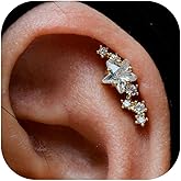 Helix Earrings for Women Flatback Gold Bow Earrings Helix Piercing Jewelry Gold Flatback Studs for Women