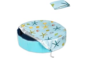 Ladadee Foldable Round Dog Swimming Pool Cover, for 32" Collapsible Outdoor Tub,PVC Coating Waterproof and UV Protection, Leakproof Washable Kiddie Pet Small Paddling Bath Accessories