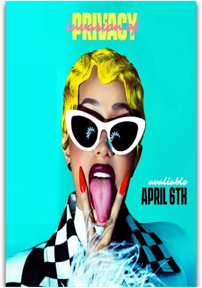 Amazon Com Sanwooden Invasion Of Privacy Cardi B Rapper Singer Wall Art Painting Print On Canvas Album Cover Poster Home Decor 50x70cm No Frame Posters Prints