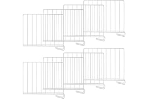 8 Packs Shelf Dividers, Wire Shelf Wood Closet Organizers and Storage， White Coated Steel Shelve Dividers for Shelves in Cabi