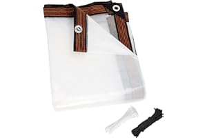 ZYP 8x10 FT Heavy Duty Clear Waterproof Tarps Outdoor Garden Rainproof Covering,Clear Vinyl Tarp with Grommets,Transparent Waterproof Tarpaulin for Covering Henhouse Porch Canopy Plant Camping