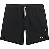 maamgic Men's Gym Running Shorts 7 Inch Quick Dry Athletic Workout Shorts with Zipper Pockets No Liner