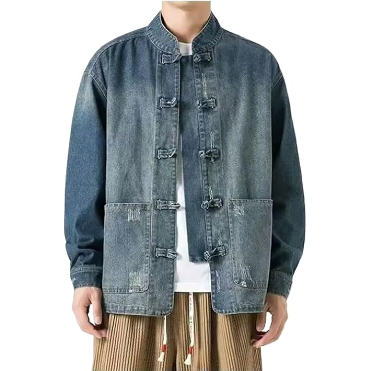 Amazon.com: NCDUANSAN New Chinese button women's denim jacket