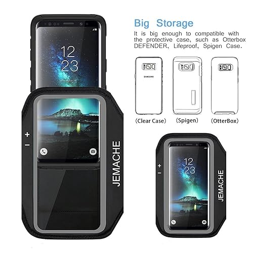 Galaxy S10+ S9+ S8+ Armband, JEMACHE Gym Running Workouts Arm Band