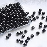 Jabrand 250pcs Acrylic Beads for Bracelets, 8mm Plastic Beads Smooth Round Beads for Jewelry Making DIY Crafts Supplies (Black)