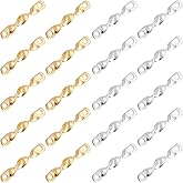 PH PandaHall 14K Gold Plated Brass 60pcs Brass Connector Charms Bar Links Earring Connectors Textured 2 Hole Gold Silver for Key Chains Necklace Bracelet Earring Jewelry Making