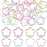 SOFPLATE 40Pcs Flower Bead Frames Frame Spacer Beads Large 1.67x1.61 Inch Colorful Spring Acrylic 2 Holes Hollow Floral Beadable Link Connector Loose Bulk for Jewelry Making DIY Keychains Pen Crafts