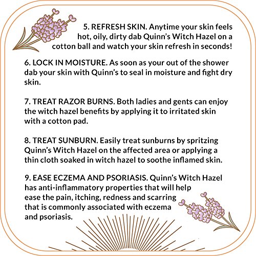 Quinns Alcohol-Free Witch Hazel 16oz - Lavender & Aloe Vera Natural Toner for Face & Skin