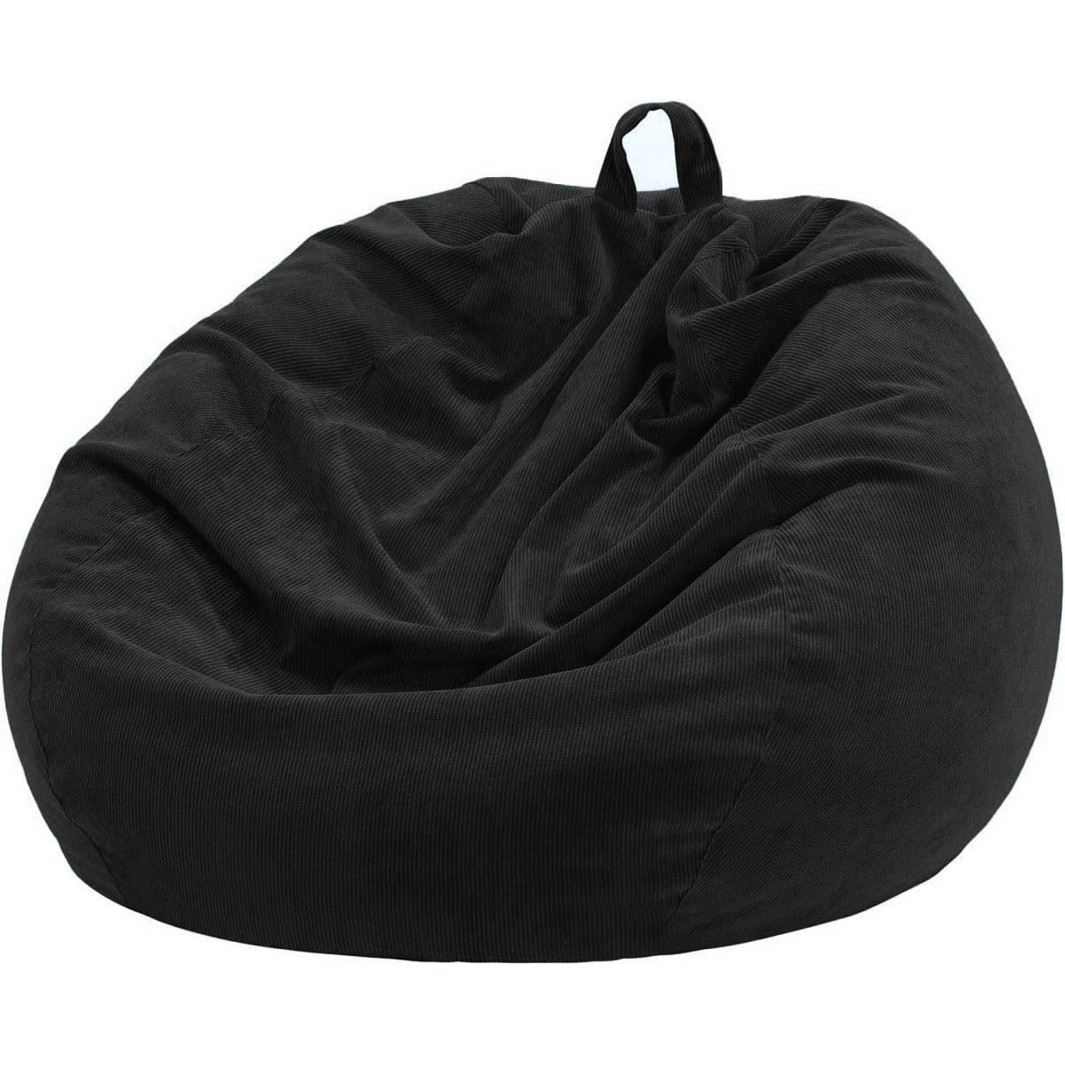 Nobildonna Bean Bag Chair Cover (No Filler) for Kids and Adults. Extra Large 300L Bean Bag Stuffed Animal Storage Washable Soft Premium Corduroy Stuffed Plush Toys Bean Bag Cover (Black)