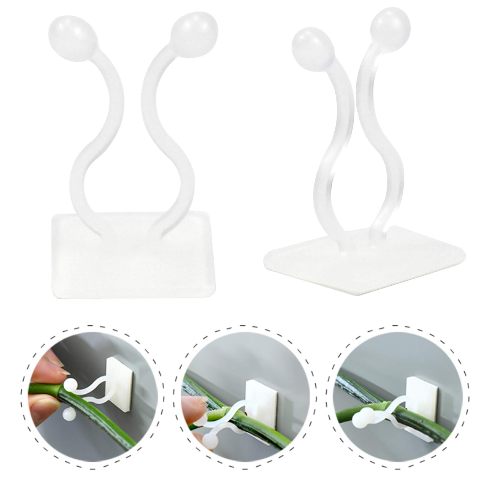 Fangehong 50 Pcs Plant Fixture Clips for Climbing Plants, Climbing Plant Support Wall Fixture, Self-Adhesive Plant Wall Clips, Invisible Wall Sticky Hook Vine Fixer for Gardening Plant