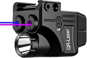 QR-LASER Red Green Purple Blue Laser Light Combo, 800 Lumens Tactical Flashlight Laser Sight, Built-in USB Rechargeable Battery, Adjustable Compact Tactical LED Light Laser Beams