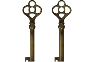 NATIKON KY-3 Hollow Barrel Antique Brass Replacement Skeleton Key for Grandfather Clock, Dresser Drawers, Curio Cabinets and Any Other Antique Furnitures