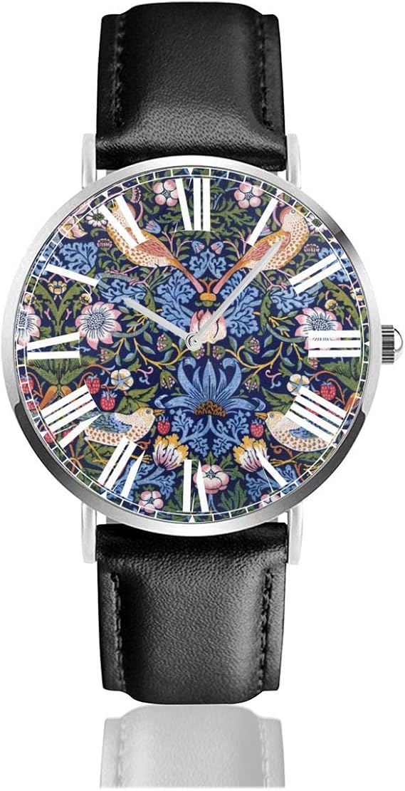 Amazon ウィリアム モリス いちごの盗人 腕時計 メンズ レディース 通用 オーツムーブメントアナログ ウオッチ 38mm文字盤 防水 レザーバンド ファッション フォーマル ビジネス 通勤 宴会 平日 時計 新年 成人祭 プレゼント メンズ腕時計 腕時計 通販