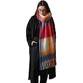 youcoscos Winter Scarf for Women Oversized Chunky Plaid Scarves Large Plaid Thick Soft Warm Blanket Scarfs Tassel Shawl