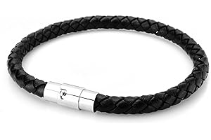 JEWELRIESHOP Braided Leather Bracelets for Mens Women Woven Wrap Bracelet Magnetic Lock Clasp Genuine Leather Bracelet Wristband Vintage Cuff Bracelet Leather Jewelry Friendship Couple Bracelet