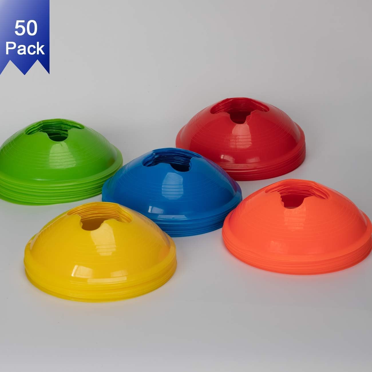 Kevenz 50 Pack Soccer Disc Conesmore Thicker More Flexiblemulti Color Cone For Agility Training Soccer Football Kids Field Marker