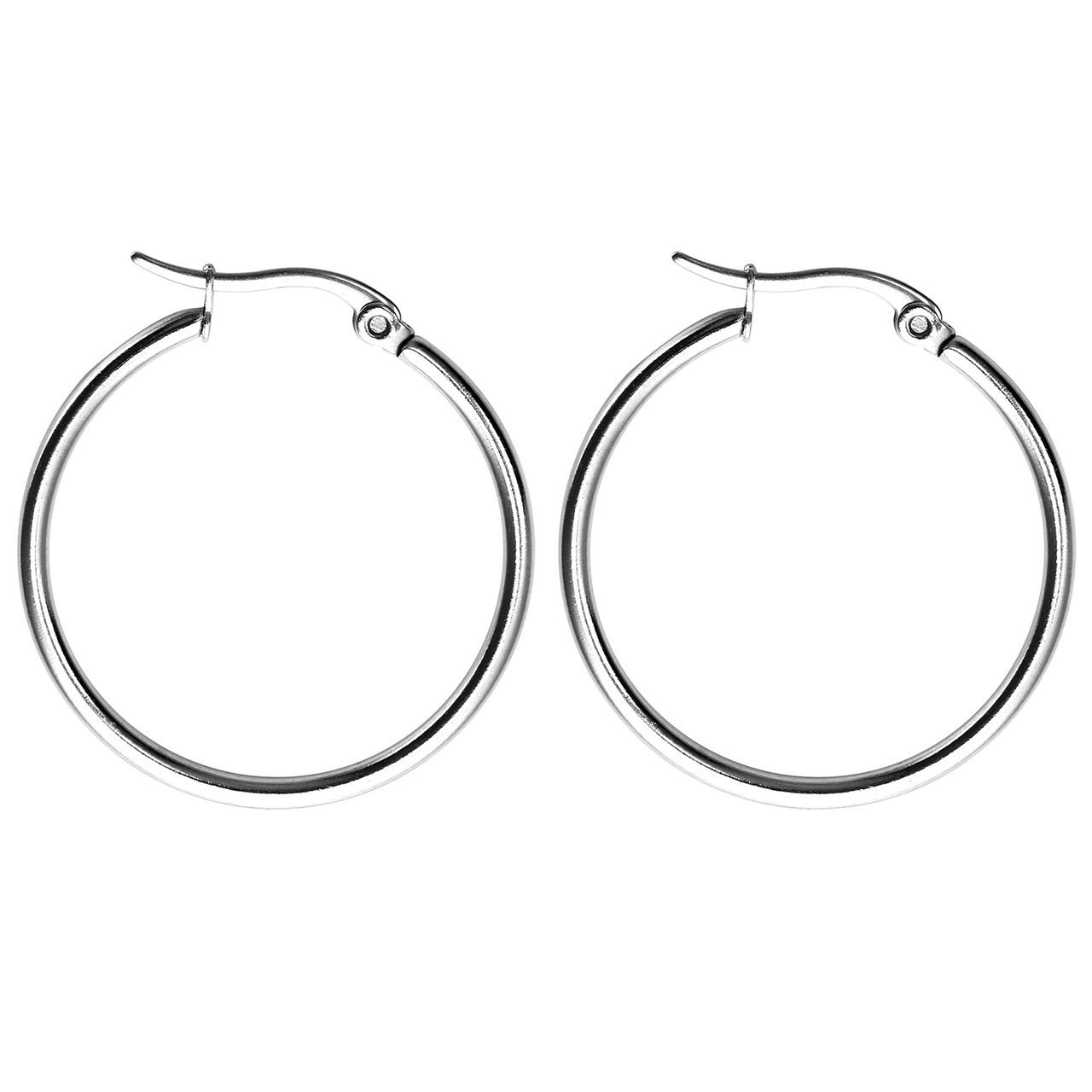 PiercingJ 8pcs Mixed Women\'s Stainless Steel Silver Golden Rose Gold Small Round Hoop Earrings