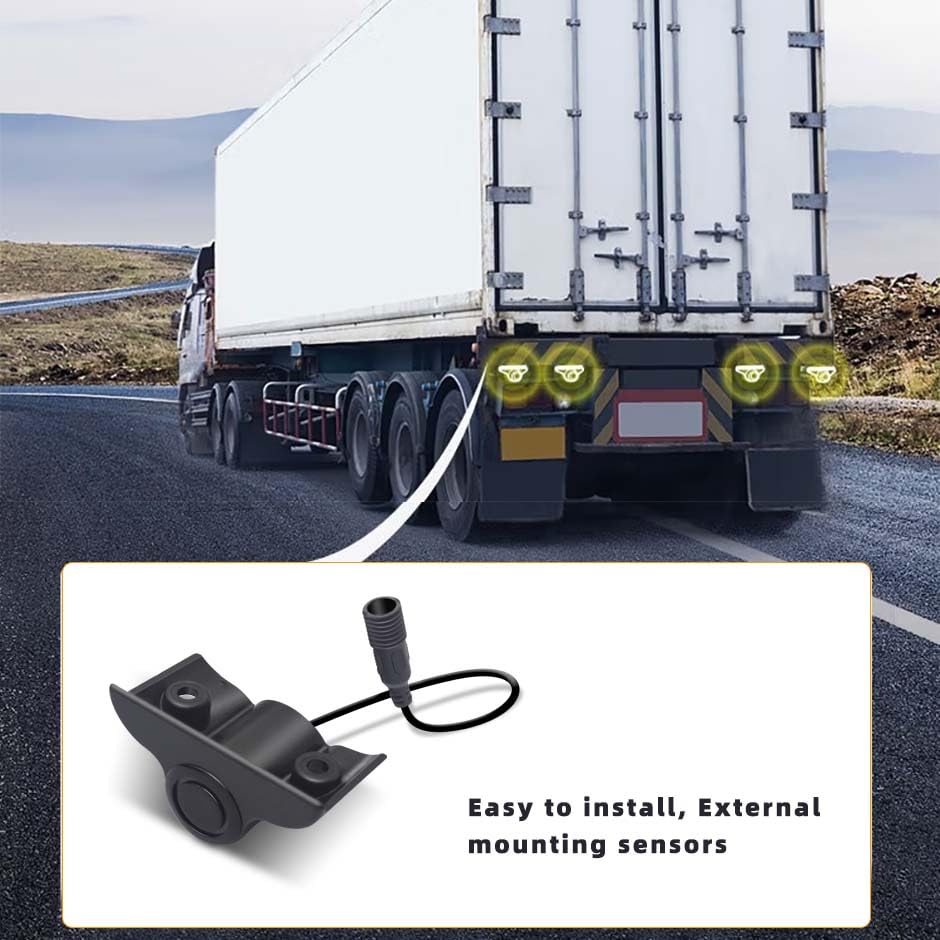Condition photo showing New/Like New for parktronic 4 parking sensor kit backup radar system 24v distance detection lcd sound warning for tru