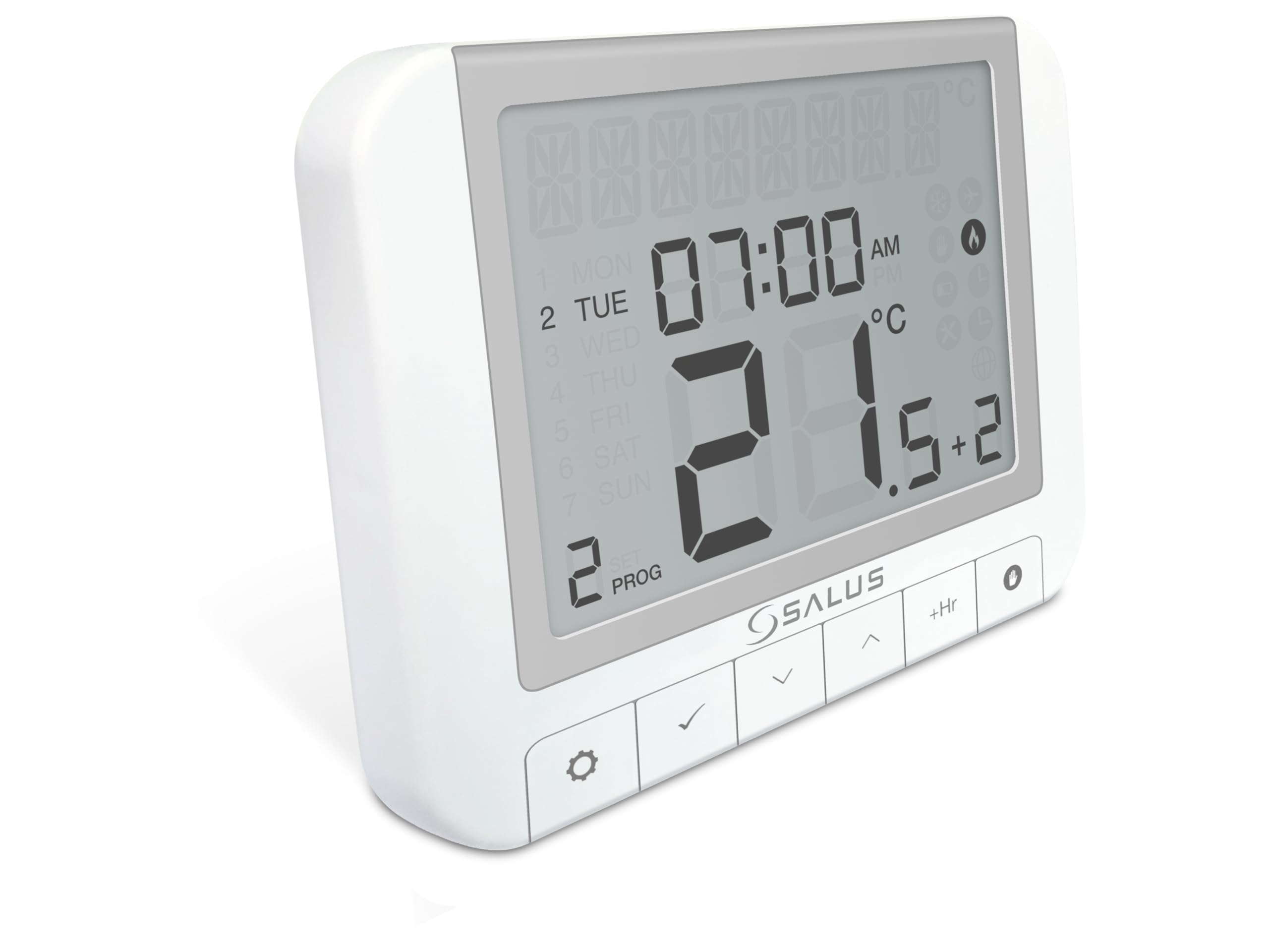 Salus RT520 Boiler Plus Compliant Programmable Room Thermostat, Wire Programmer with Large Display, White