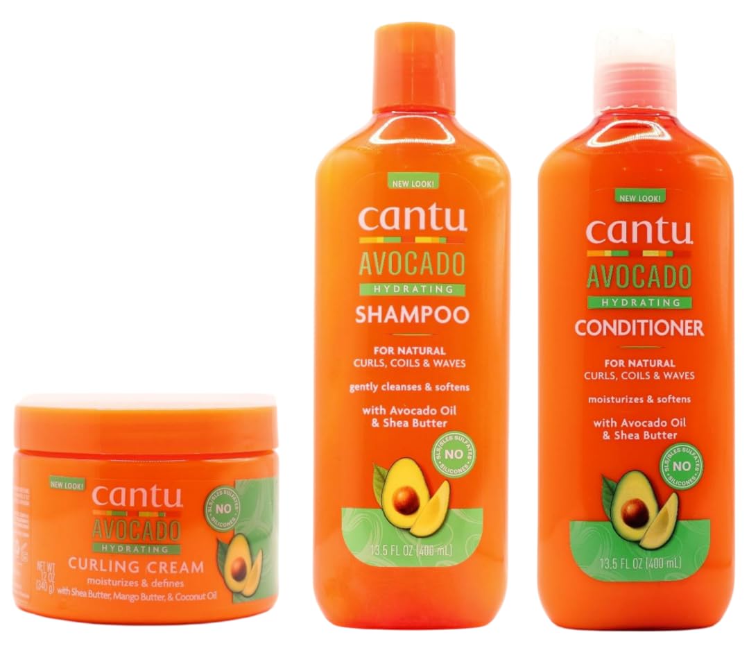 Cantu Avacado Hydrating Cream Shampoo, Conditioner & Curling Cream