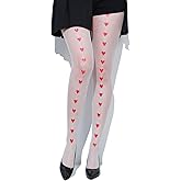 Benefeet Sox Fishnet Stockings for Women Fishnet Tights with Red Heart Designs Pantyhose
