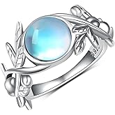 SCZKLAQ Moonstone Leaf Rings for Women 925 Sterling Silver Moonstone Ring Jewelry Gifts for Women