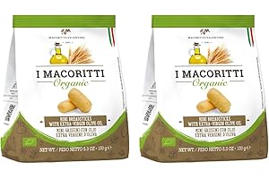 I Macoritti Organic Breadsticks with Extra Virgin Olive Oil - Authentic Italian Snack, Zero Sugar, Oven-Baked, Non-GMO, Preserve Free, Made in Italy - 5.3 oz, Pack of 2