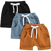 Baby Boys' 3-Pack Pull-on Jogger Shorts Knit Shorts Classic Fit Elastic Waist Toddler Shorts Kids Multipacks Pants