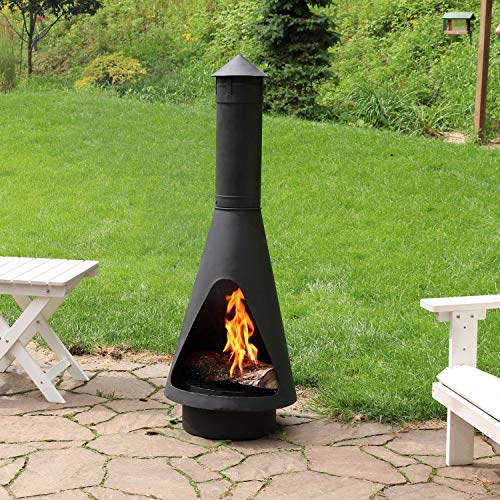 Sunnydaze Outdoor Wood Burning Steel Chiminea Fire Pit Heavy Duty