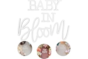 JALANCY Baby In Bloom Wooden Sign with White Painted for Baby Shower Boy or Girl Gender Reveal Party Decor and Backdrop Wall Photo Prop （White）