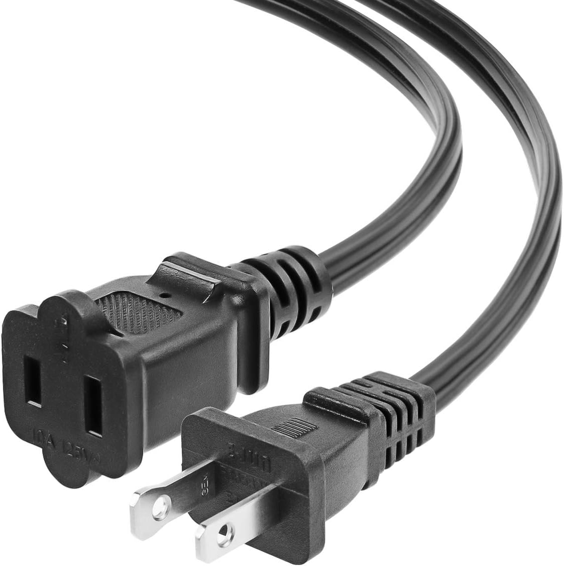 US AC Power Extension Cable Cord 2-Prong Polarized Male to Female Extension Cord for NEMA 1-15P to NEMA 1-15R (1 FT) - - 