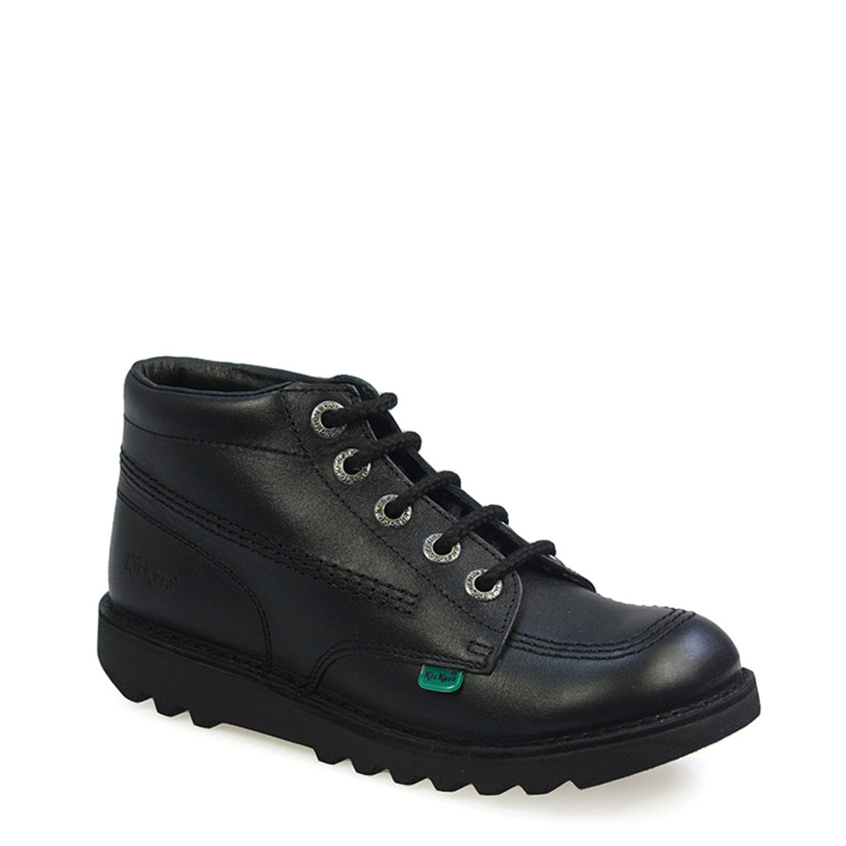 Kickers Kick Hi Core Youth Black Leather Ankle Boots-EU 38