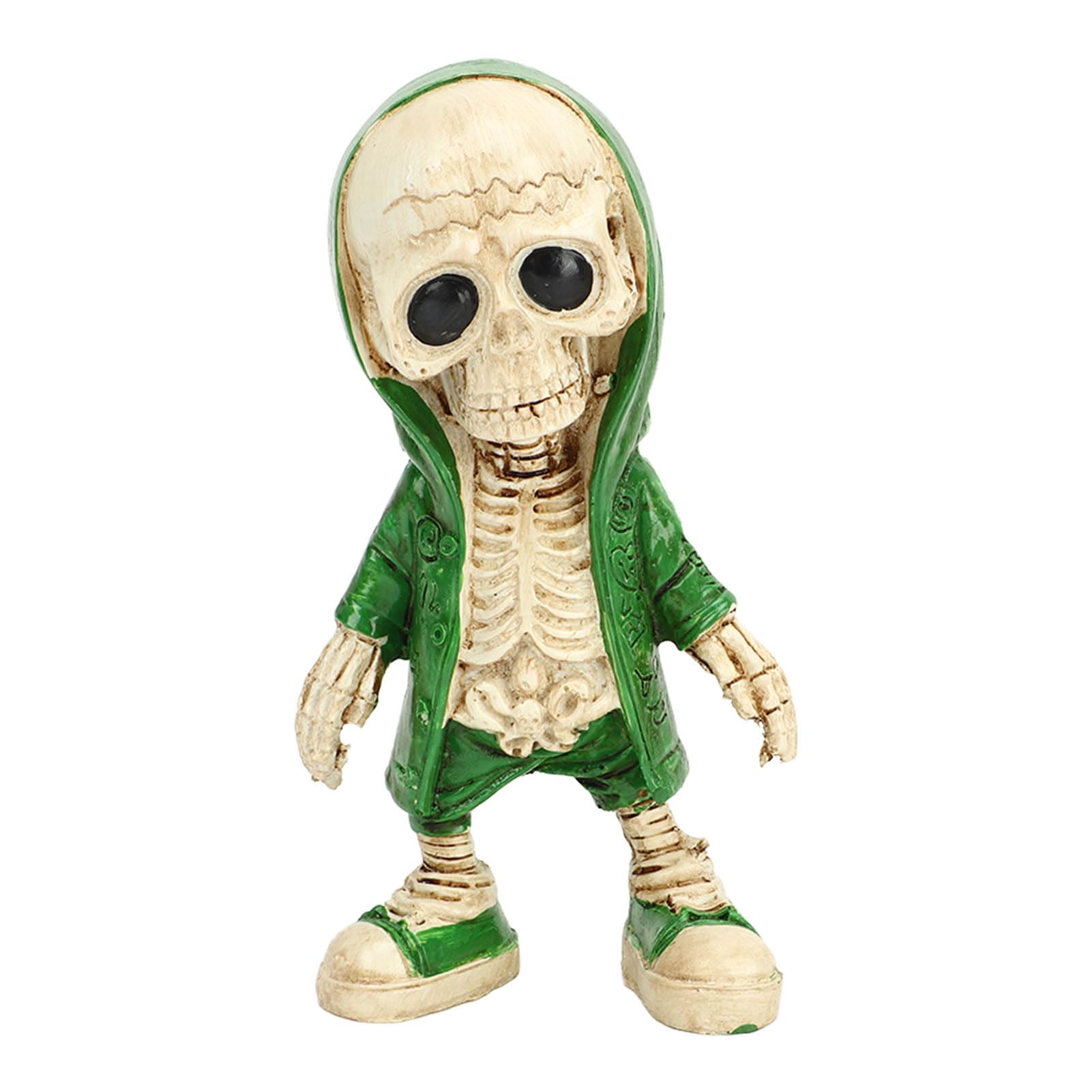 Fockety Cool Skeleton Figurines, Halloween Skeleton Doll Resin Crafts Ornament, Cute Skeleton Statue Halloween Ornaments Decoration Collectibles Memorial for Home Office Desk Decorations