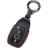 YONUFI for Mercedes Benz Key Fob Cover Leather Key Case Keychain Compatible for 2019-2021 A-Class C-Class G-Class 2017-2021 E-Class S-Class -Black