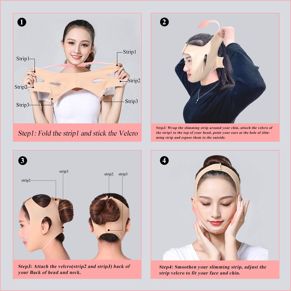 Double Chin Reducer Strap, Reusable Pain-Free V Line Face Lifting Belt Bandage Great for Women Men Eliminate Sagging Skin, Lifting Firming Skin, Anti Aging, Anti Wrinkle: Beauty