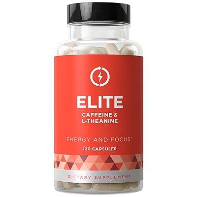 Elite Caffeine with L-Theanine - Jitter-Free Focused Energy Pills - Natural Nootropic Stack for Smart Cognitive Performance - 120 Soft Capsules