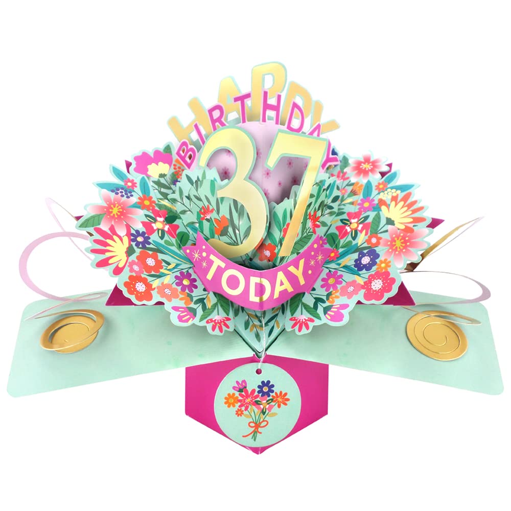 Happy 37th Birthday 37 Today Pop-Up Greeting Card Love Kate's Pop Up Cards Her POP215MC37