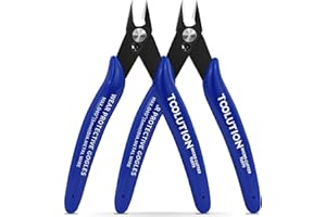 TOOLUTION Small Wire Cutters Electrical - 2 Pack Micro Flush Cutter for Jewelry Making - Mini Snips Diagonal Cut Pliers for Z