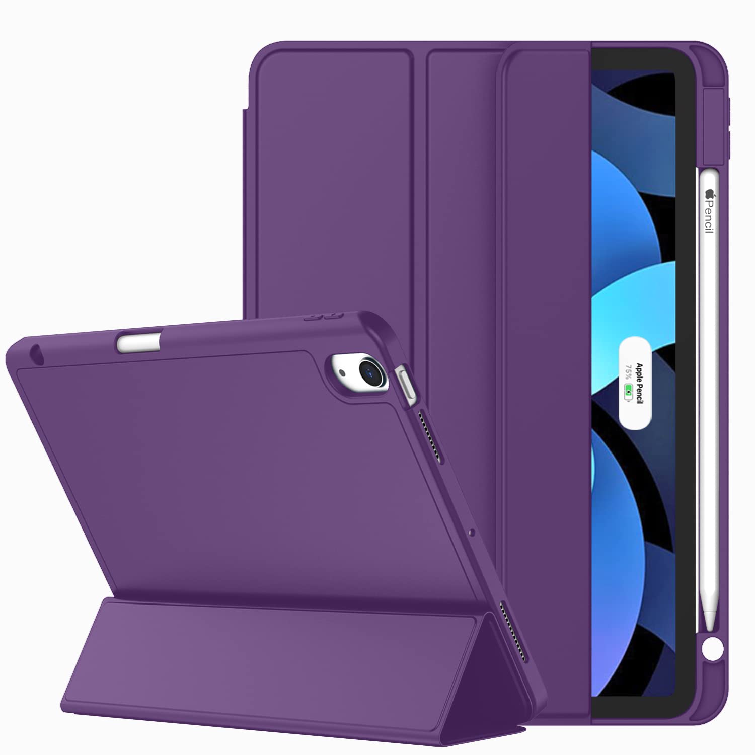 Photo 1 of ZryXal iPad Air 11 Inch Case M3 2025 / M2 2024, iPad Air Case 5th Generation/4th Generation 2022/2020 10.9 Inch [Support Touch ID and Auto Wake/Sleep](Dark Purple)