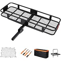 Amazon.com: Basket Trailer Hitch Cargo Carrier 60x 21 Folding Trailer  Hitch Luggage Rack with Cargo Bag and Net, 550 LBS Capacity Vehicle Cargo  Carriers Hitch Mount Fit 2 Receiver for SUV, Truck,