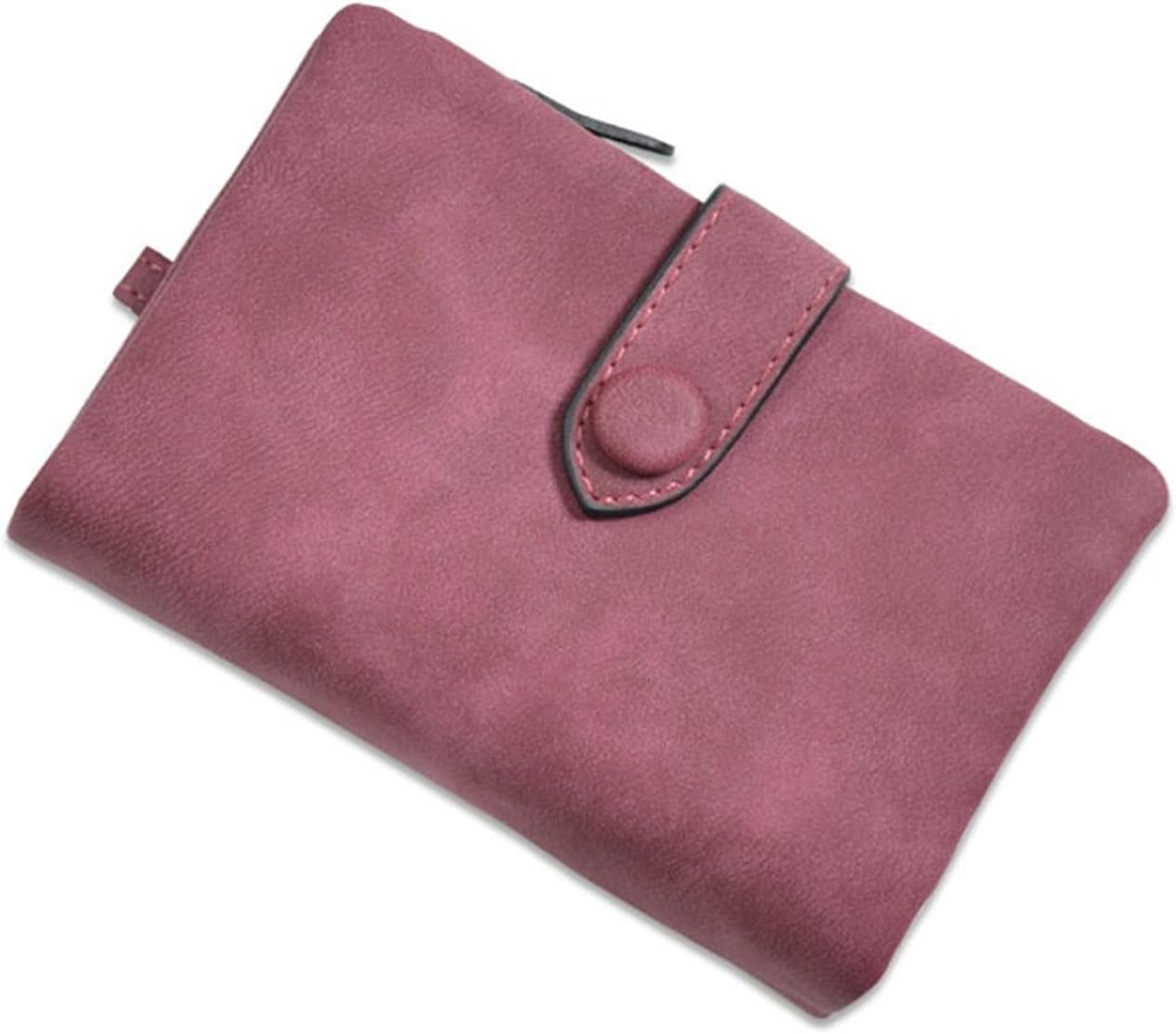 IFUNLE Womens Soft Leather Short Wallet Vintage Card Holder Change Cash Organized Large Capacity Zipper Buckle Travel Coin Purse with Detachable Wrist Strap (Wine)
