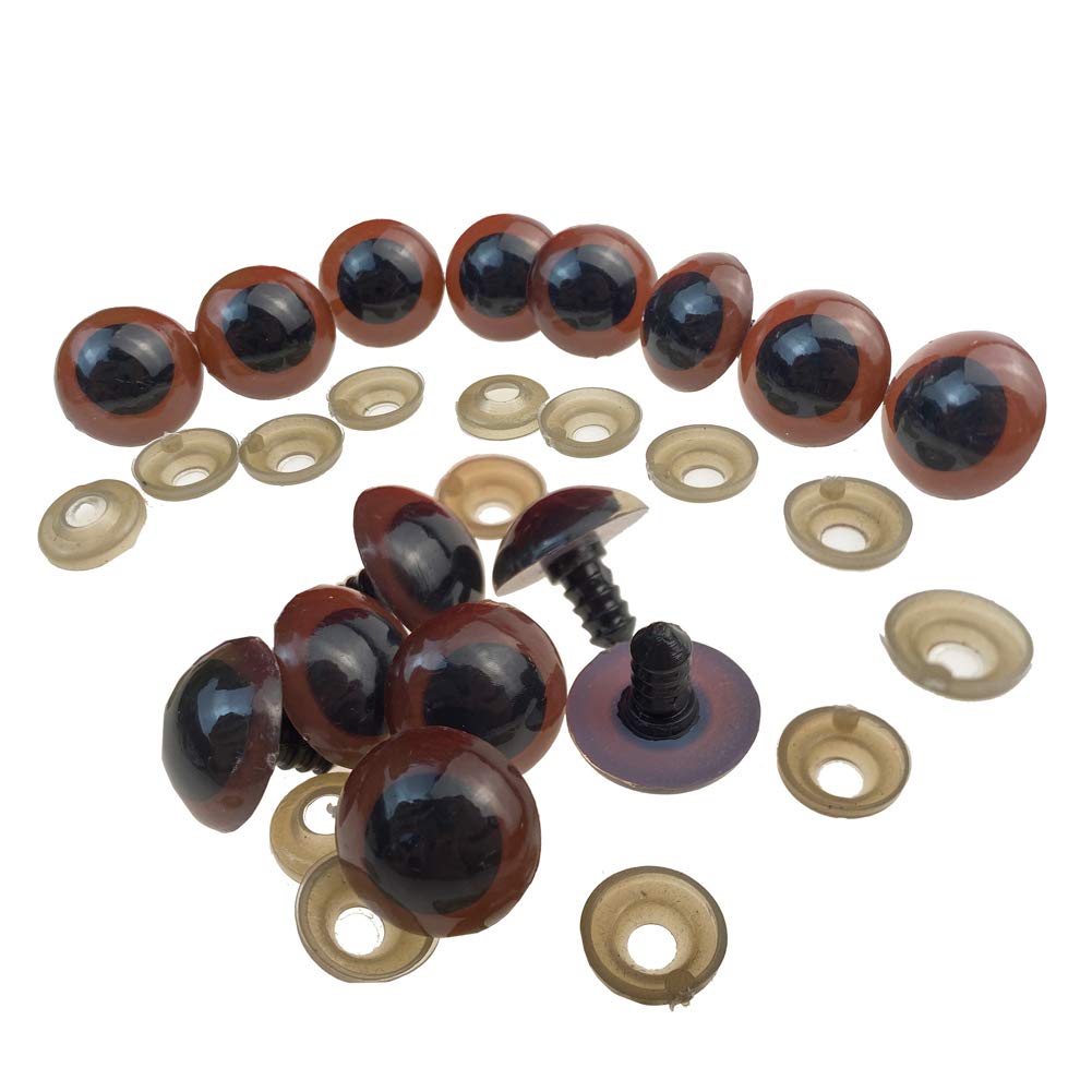 VASANA 100PCS 14mm Brown Plastic Safety Screw Eyes Craft Making Eyes for DIY Making Accessories
