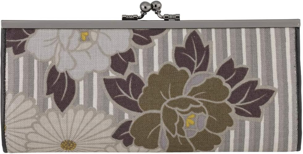 Amazon Co Jp のレン がま口 長財布 6 5寸 クラッチ レトロフラワー 和柄 レディース 財布 薄型 クラッチ 口金 グレー 服 ファッション小物