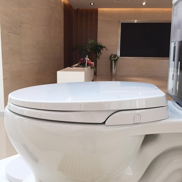 Hibbent Bidet Toilettensitz Nicht elektrisch sanftes Schlieen mit selbstreinigender Doppeldse hygienische Reinigung des Intimbereichs RundStandard O Form OB108 wei